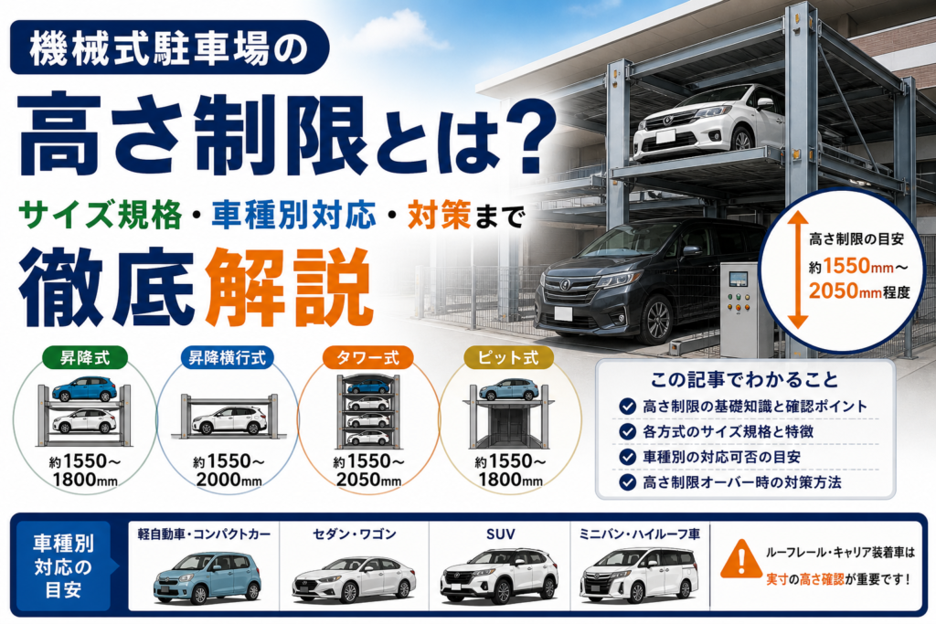 機械式駐車場の高さ制限とは？サイズ規格・車種別対応・対策まで徹底解説