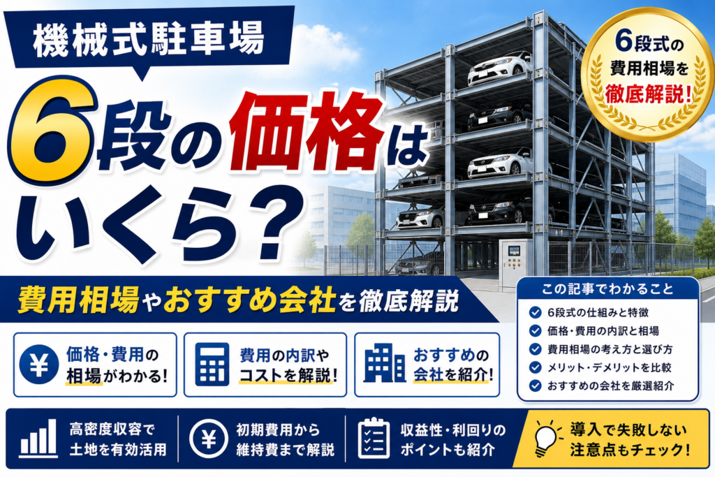機械式駐車場6段の価格はいくら？費用相場やおすすめ会社を徹底解説