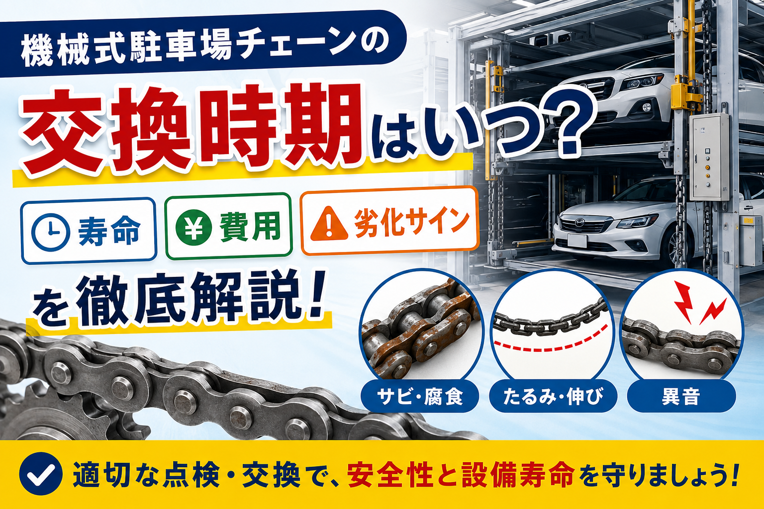 機械式駐車場チェーンの交換時期はいつ？寿命・費用・劣化サインを徹底解説